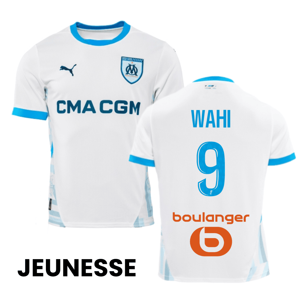 Elye Wahi 9 Olympique de Marseille 2024/25 Home YOUTH Jersey - White