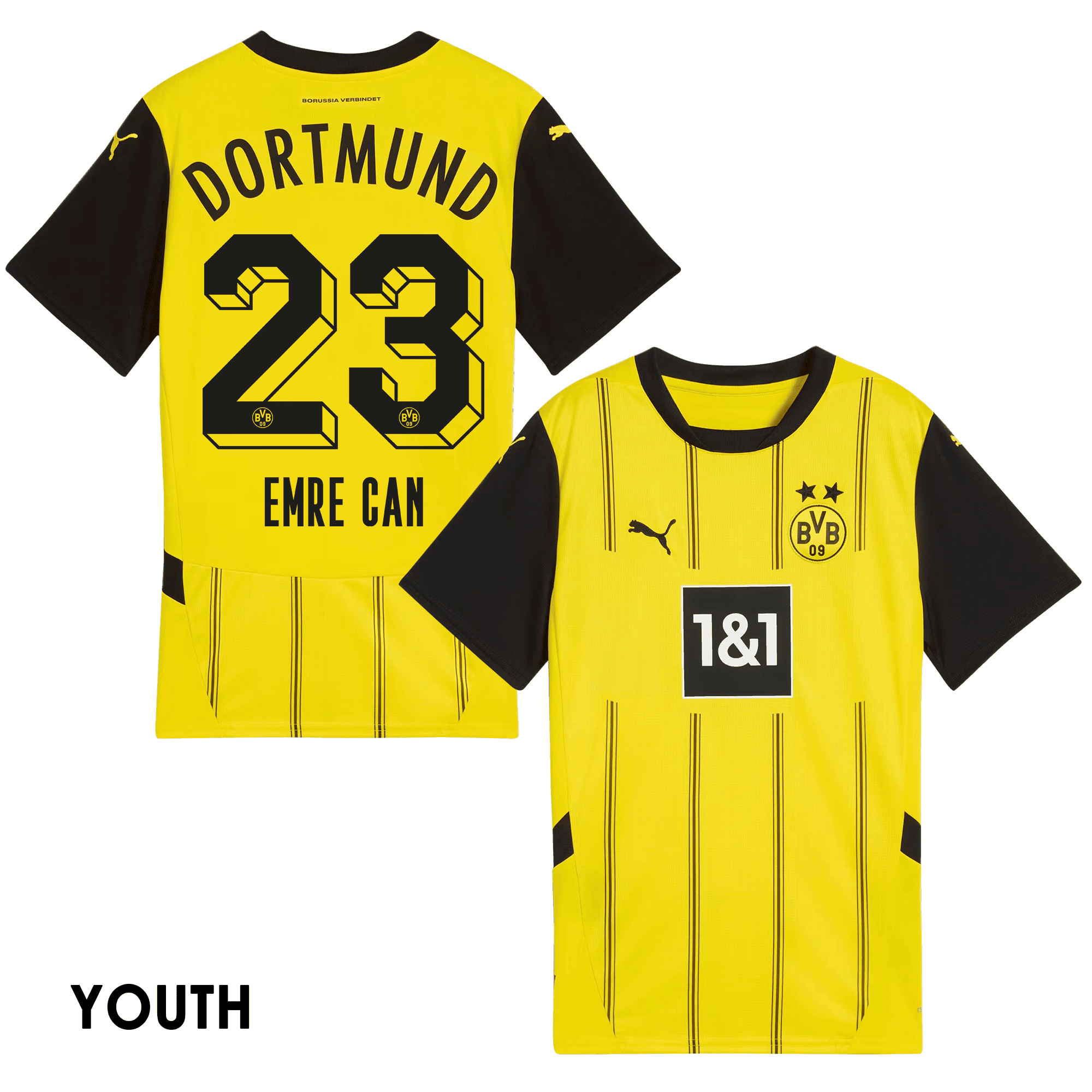 Emre Can 23 Borussia Dortmund 2024/25 YOUTH Home Jersey - Yellow