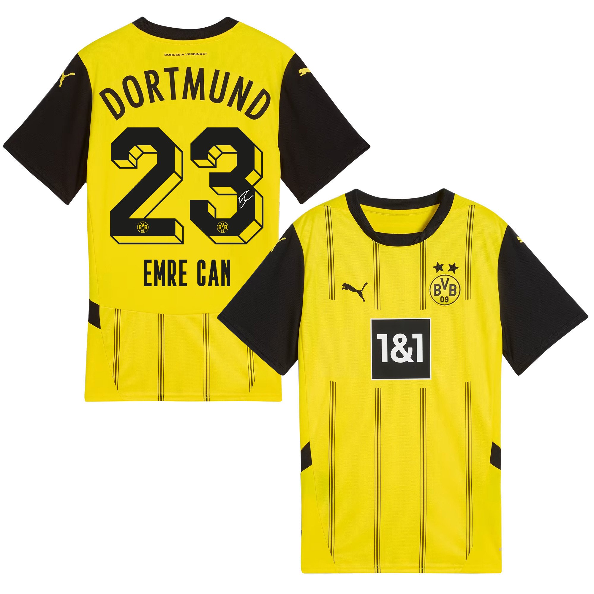 Emre Can 23 Signed Borussia Dortmund 2024/25 Home Jersey Autographed - Men, Yellow