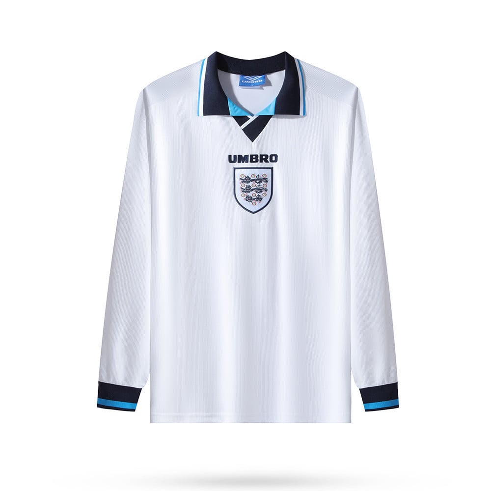 England 1996-97 Home Men Retro Jersey - Long Sleeve, White