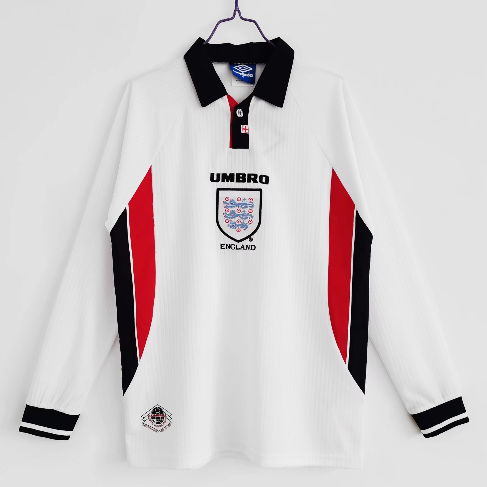 England 1998 Home Retro Long Sleeve Men Jersey - White