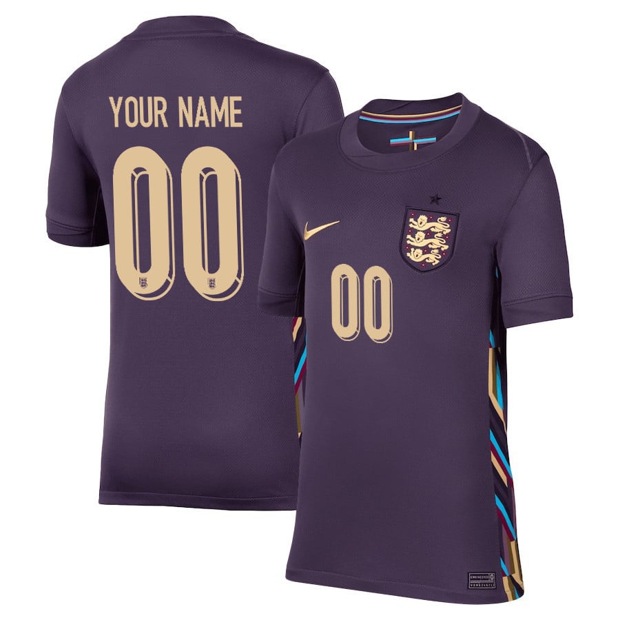 England 2024/25 Away Stadium Football YOUTH Custom Jersey - Purple