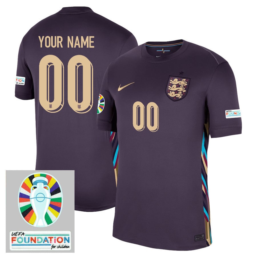 England National Team 2024/25 Away Stadium Jersey Customized - Euro UEFA Patch - Men