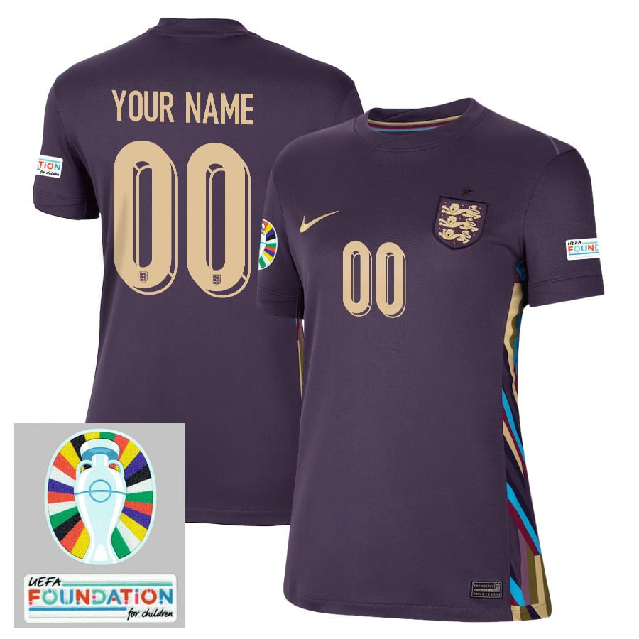 England National Team 2024/25 Women's Away Jersey Customized - Euro UEFA Patch - White