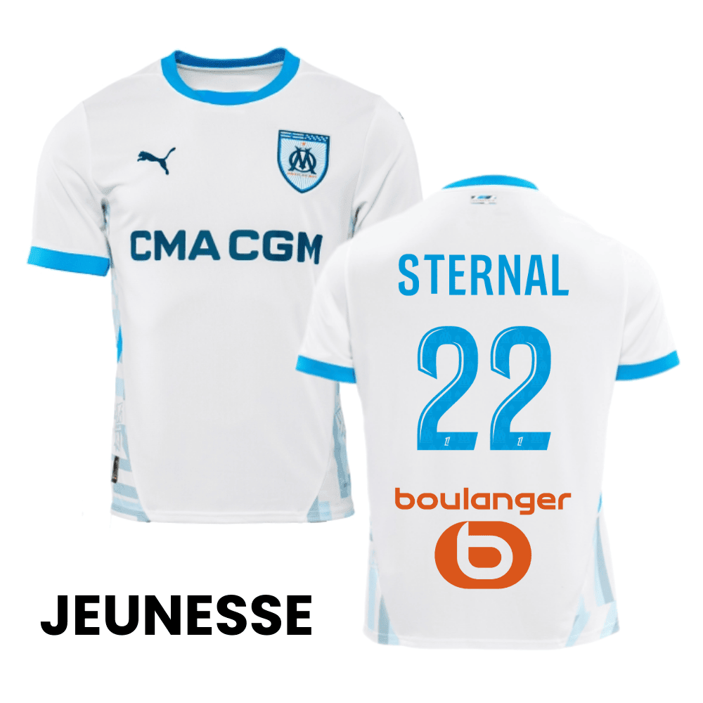 Enzo Sternal 22 Olympique de Marseille 2024/25 Home YOUTH Jersey - White