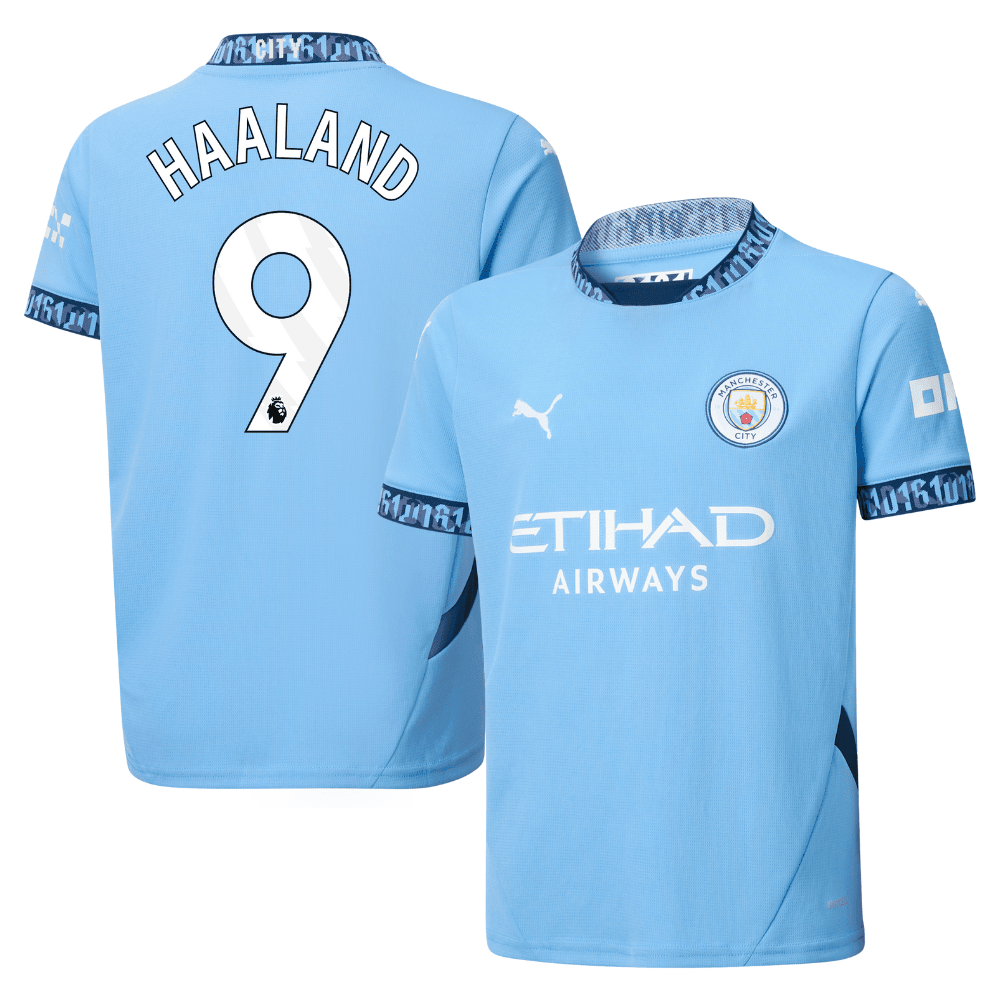 Erling Haaland 9 Manchester City 2024/25 Home YOUTH Jersey - Light Blue