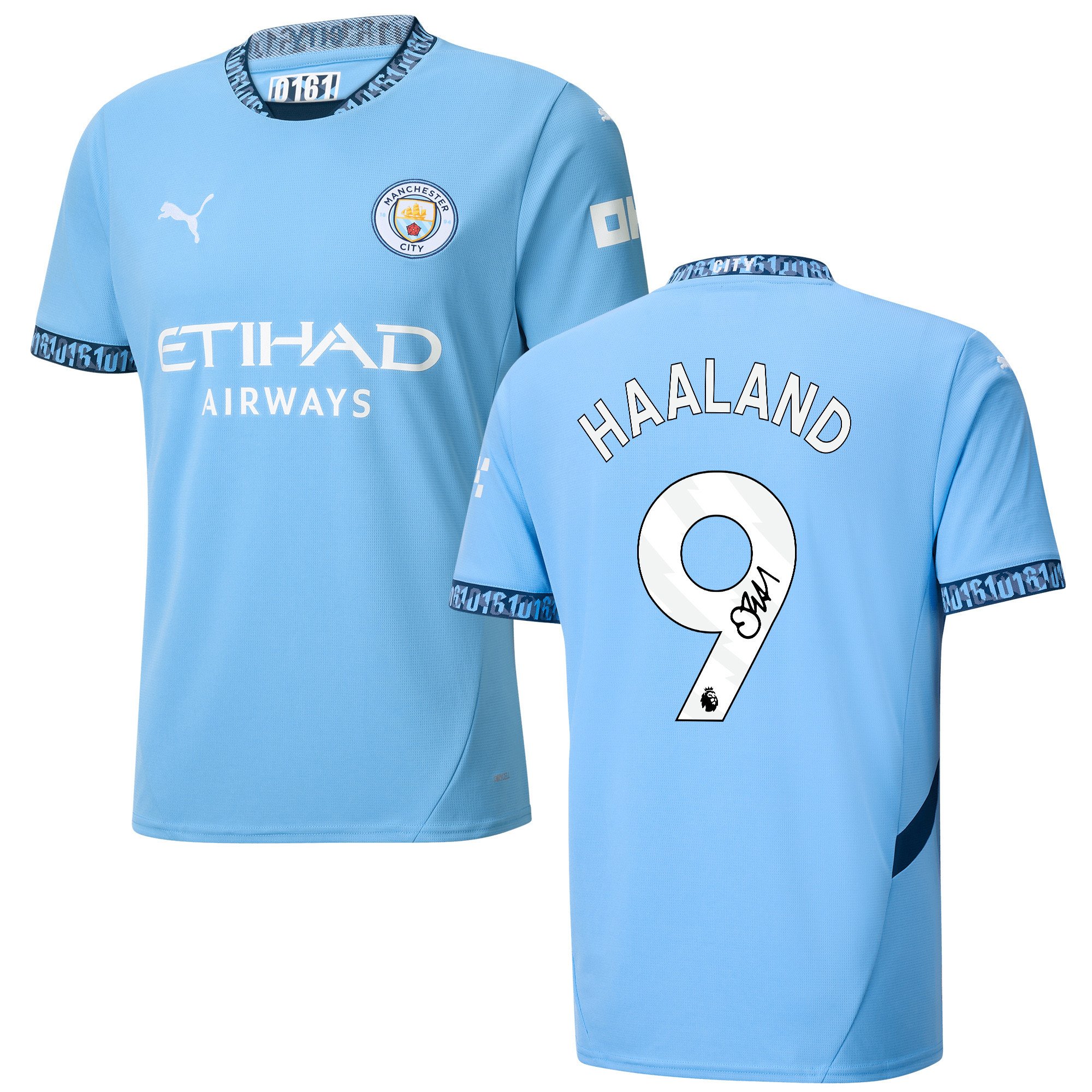 Erling Haaland 9 Signed Manchester City 2024/25 Home Jersey Autographed - Light Blue