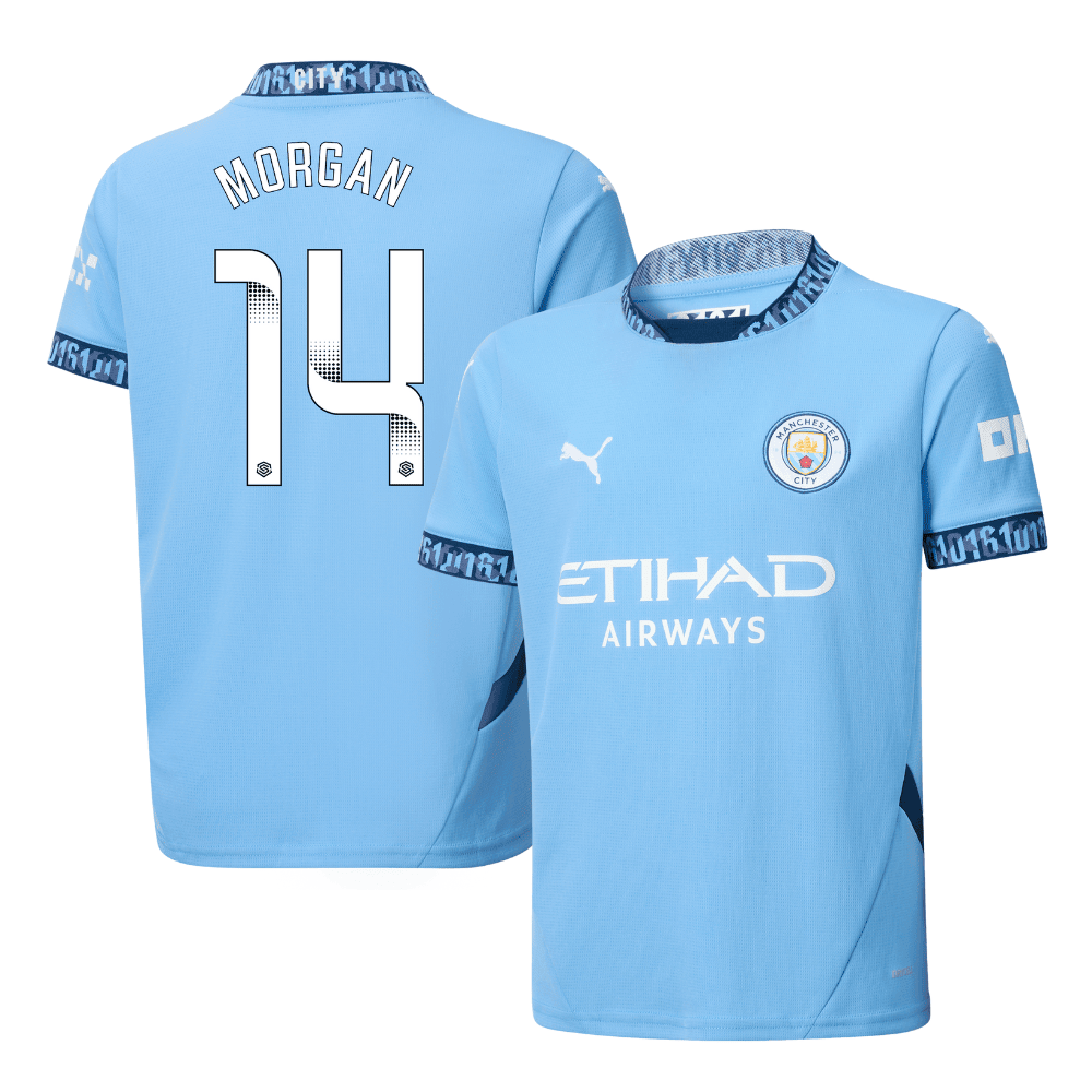Esme Morgan 14 Manchester City 2024/25 Women's Team Home YOUTH Jersey - Light Blue