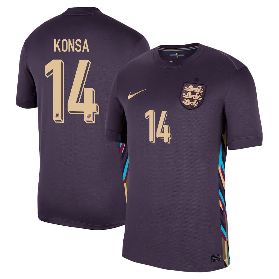 Ezri Konsa 14 England 2024/25 Away Stadium Football Jersey - Men Purple