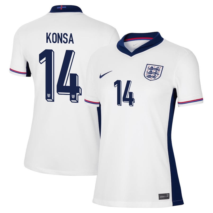 Ezri Konsa 14 England 2024/25 Home Stadium Football Women Jersey - White