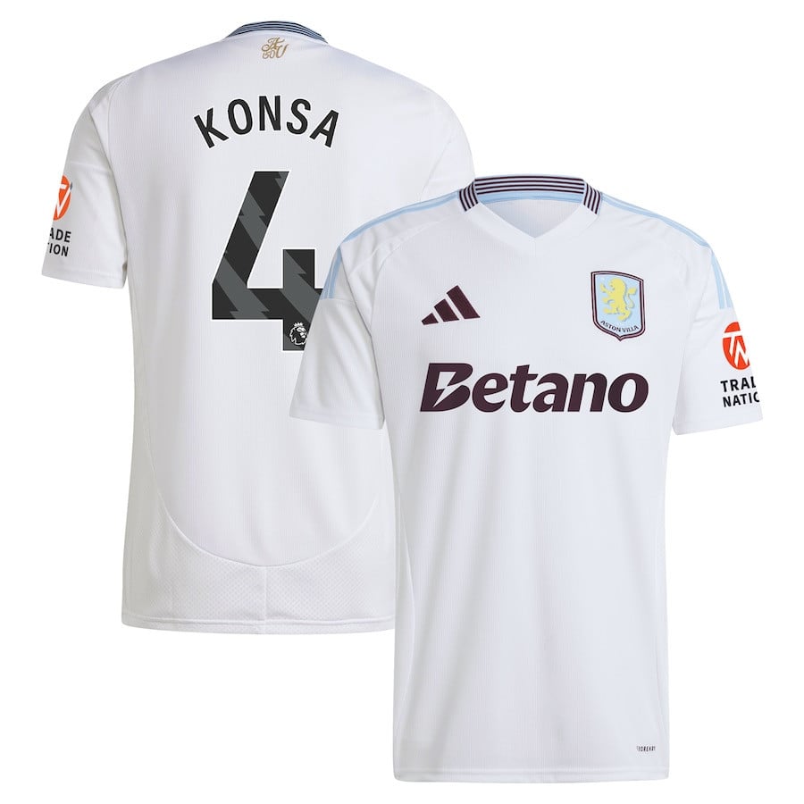 Ezri Konsa 4 Aston Villa 2024/25 Away Men Jersey - White