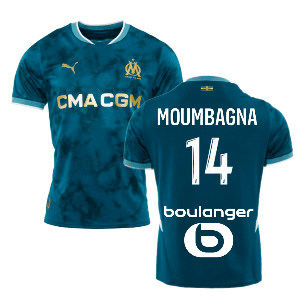 Faris Moumbagna 14 Olympique de Marseille 2024/25 Away Men Jersey - Turquoise Blue