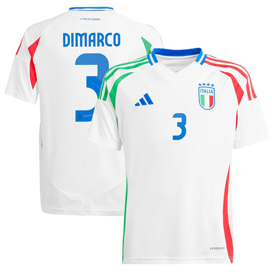 Federico Dimarco 3 Italy National Team 2024 Away YOUTH Jersey - White