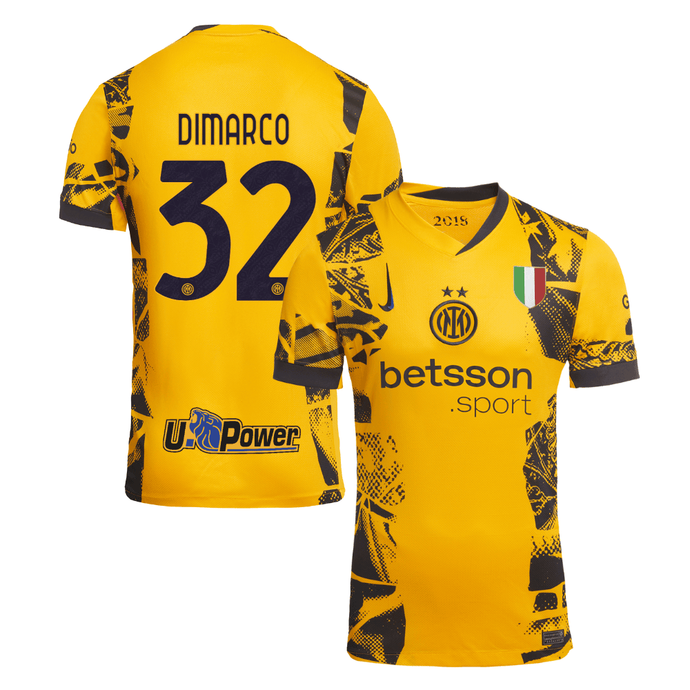 Federico Dimarco 32 Inter Milan 2024/25 Third Men Jersey - Yellow