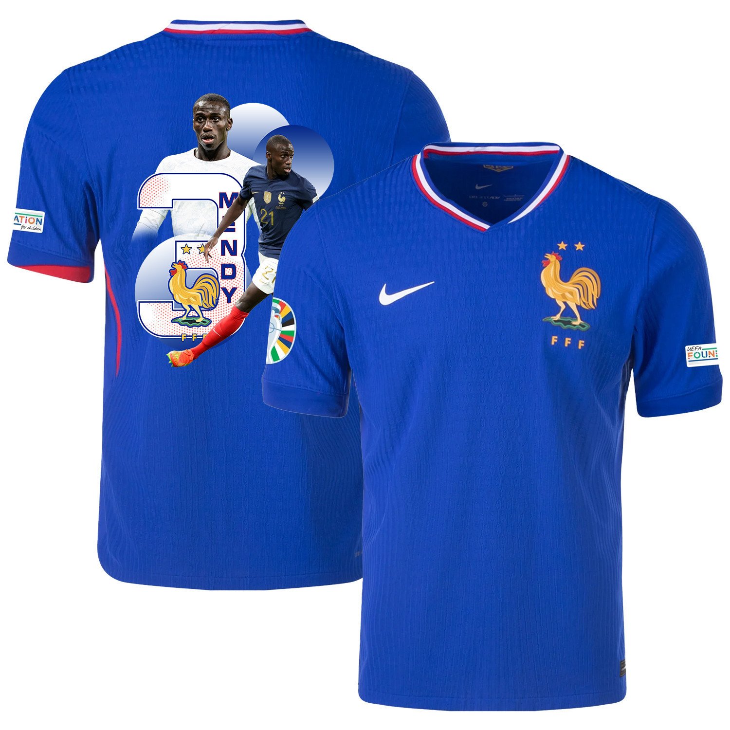Ferland Mendy 3 The Talented Player France National Team 2024/25 Home Jersey - Euro UEFA Patch - Men, Blue