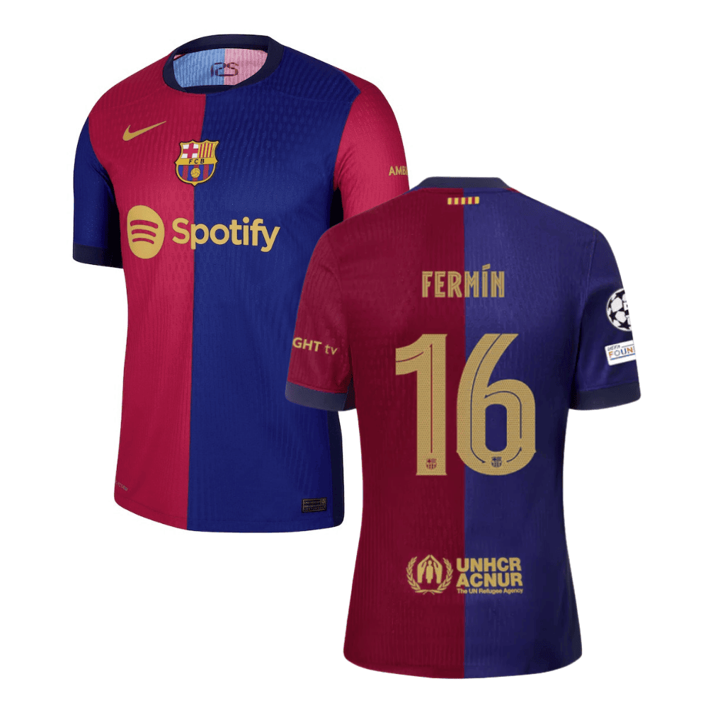 Fermín López 16 Barcelona UCL Patch 2024/25 Home Men Jersey - Navy