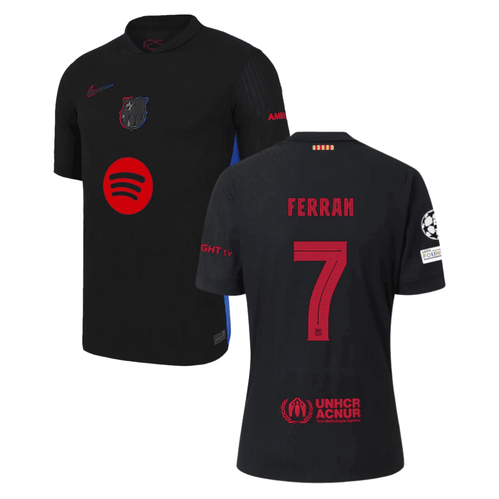 Ferran Torres 7 Barcelona UCL Patch 2024/25 Away Men Jersey - Black