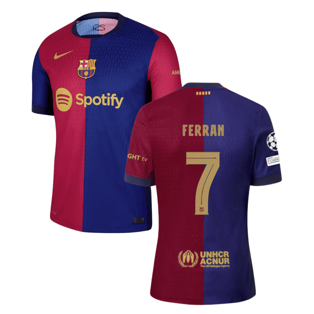 Ferran Torres 7 Barcelona UCL Patch 2024/25 Home Men Jersey - Navy