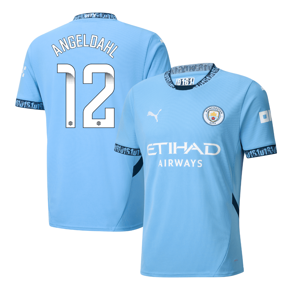 Filippa Angeldal 12 Manchester City 2024/25 Women's Team Home Men Jersey - Light Blue