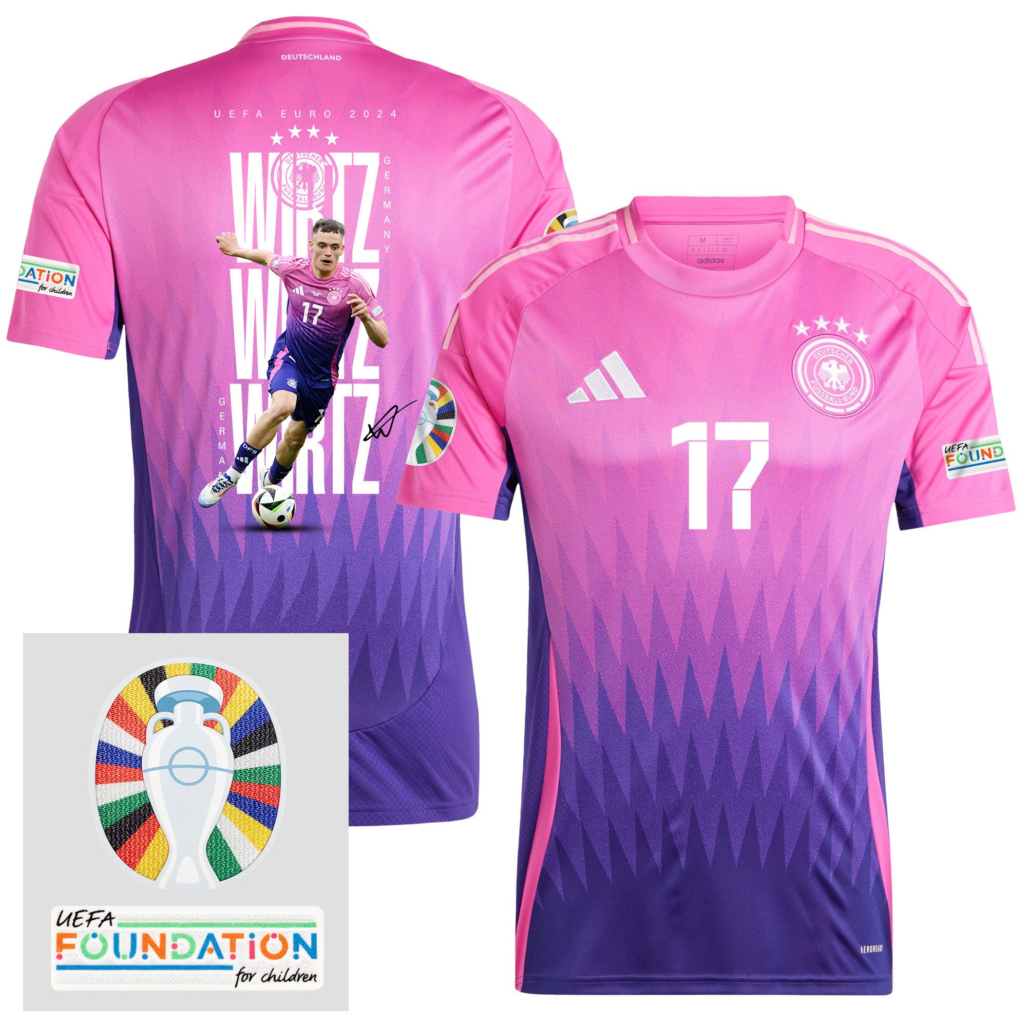 Florian Wirtz 17 Germany 2024/25 Away Jersey Player's Moment - UEFA Foundation Patch, Men