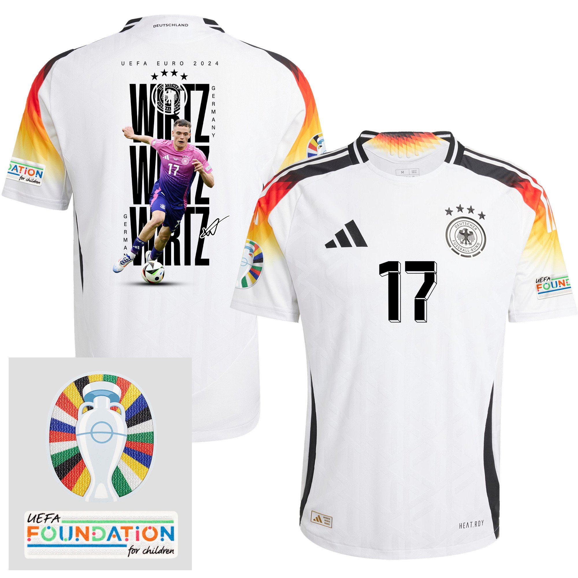 Florian Wirtz 17 Germany 2024/25 Home Jersey Player's Moment - UEFA Foundation Patch, Men