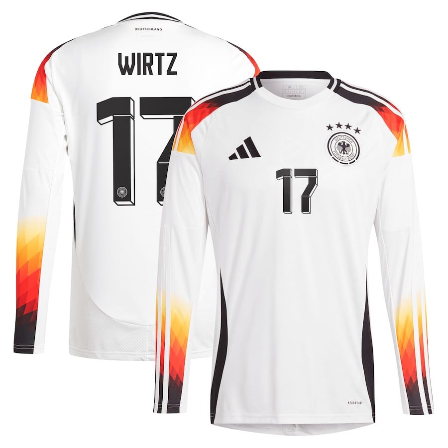 Florian Wirtz 17 Germany National Team 2024 Home Long Sleeve Men Jersey - White