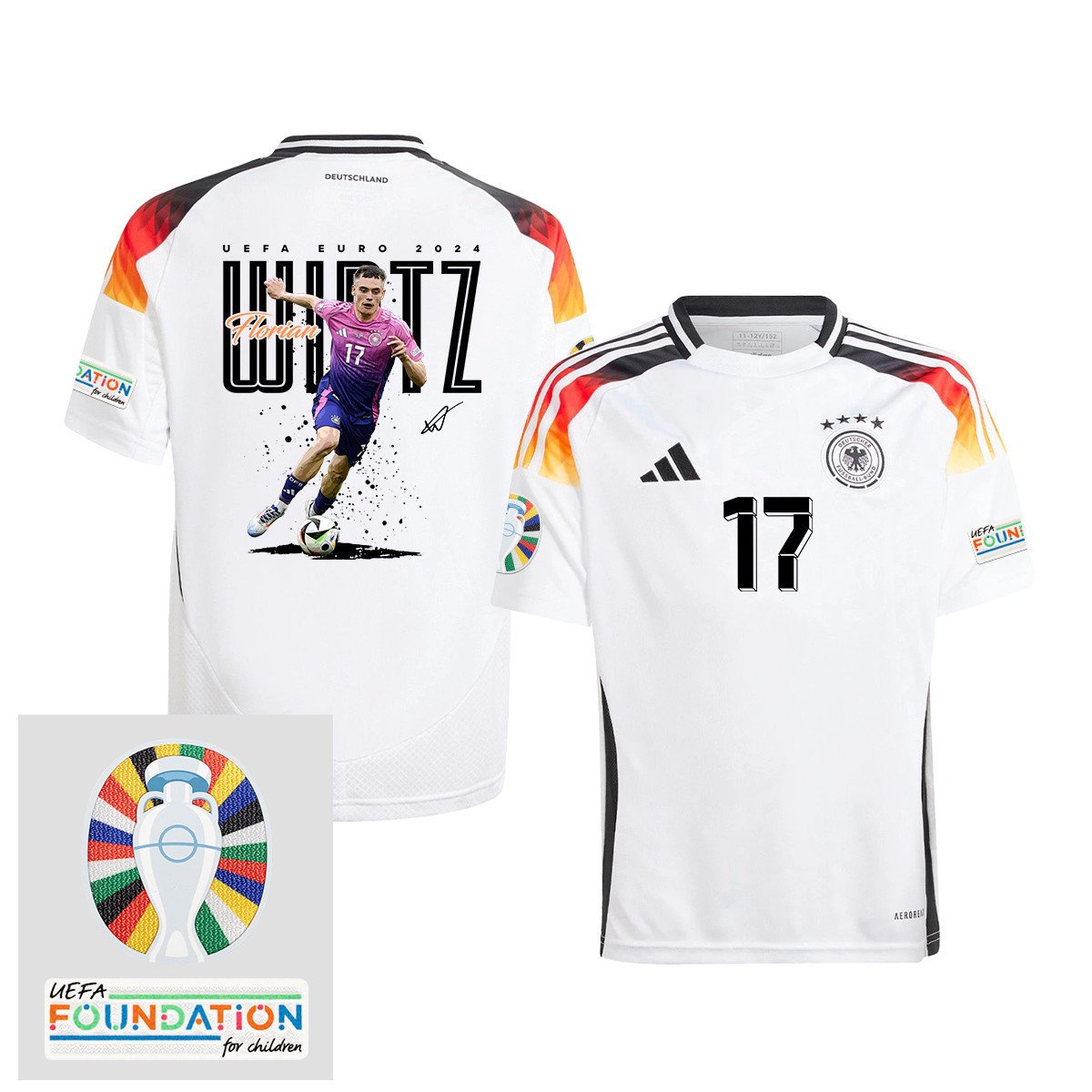 Florian Wirtz 17 Pacey Player Of Germany 2024/25 YOUTH Jersey - UEFA Foundation Patch