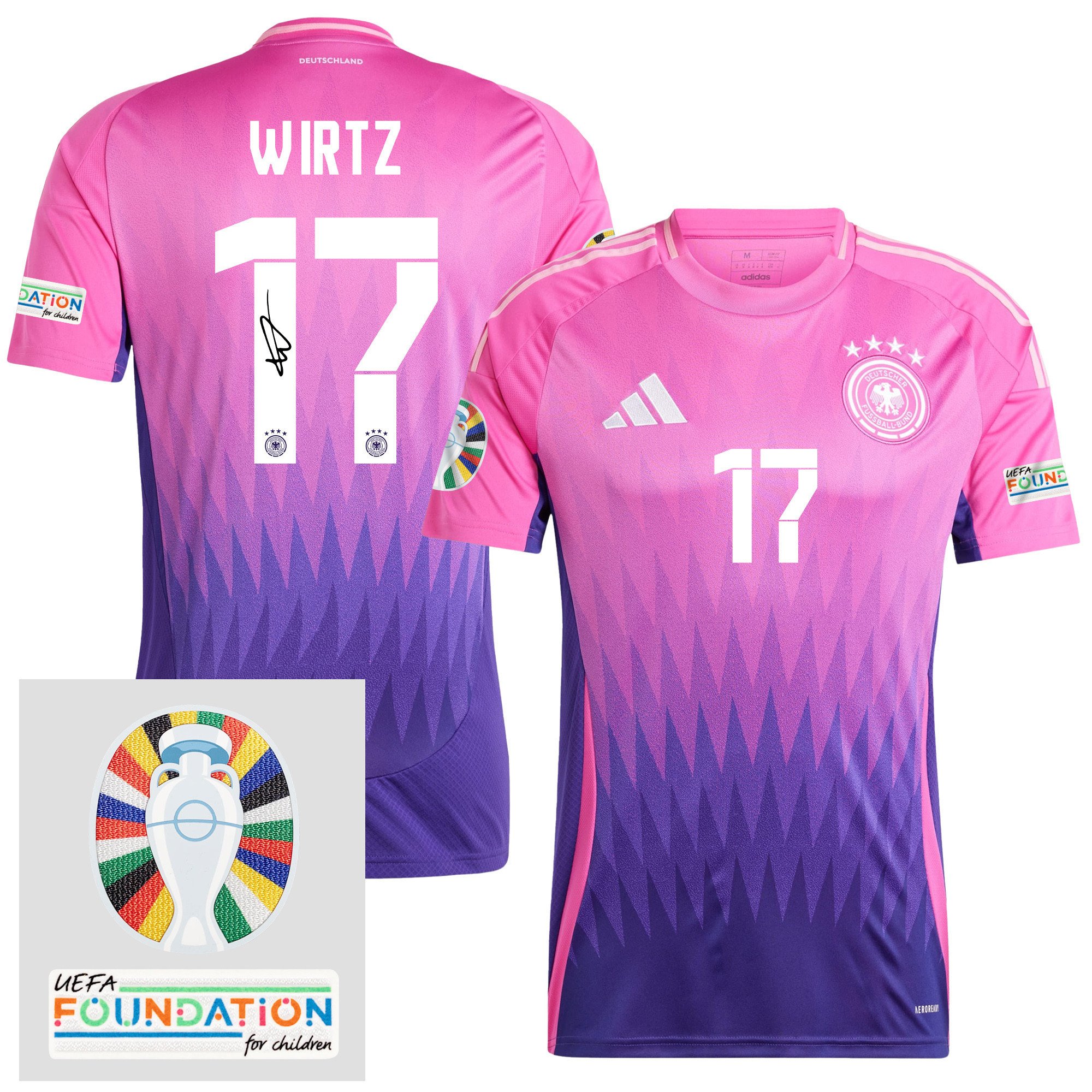 Florian Wirtz 17 Signed Germany 2024/25 Away Jersey - Autographed, Euro UEFA Patch - Men