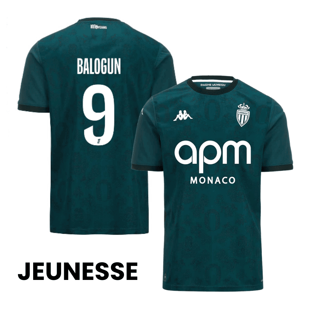 Folarin Balogun 9 AS Monaco 2024/25 Away YOUTH Jersey - Green