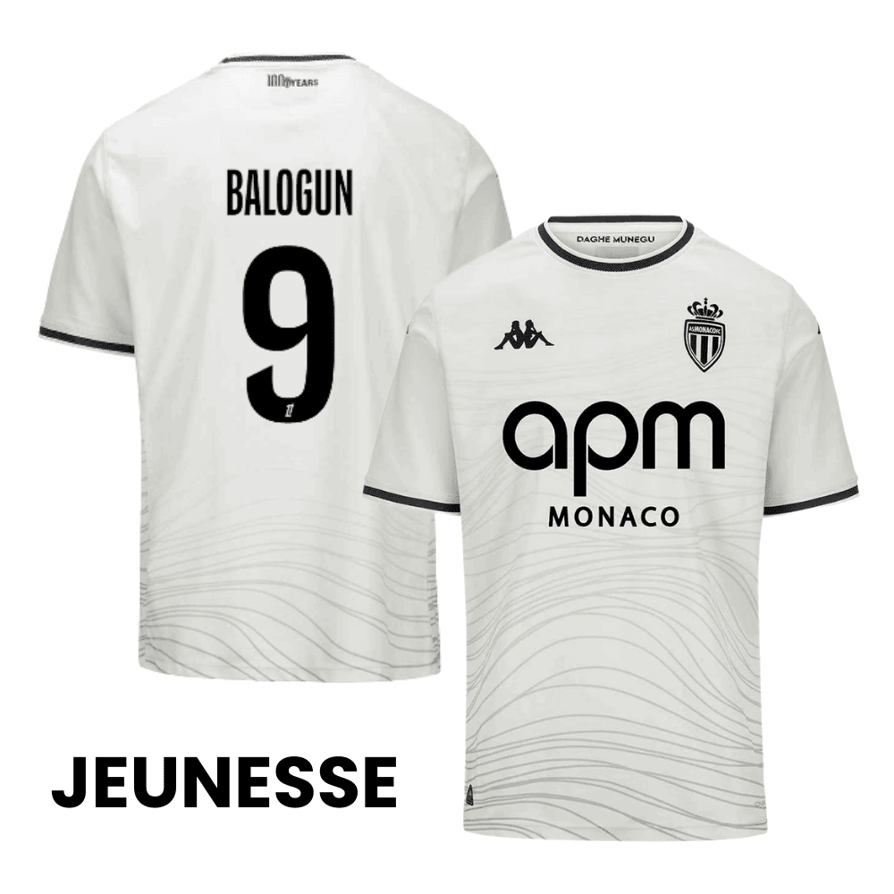 Folarin Balogun 9 AS Monaco 2024/25 Third YOUTH Jersey - White