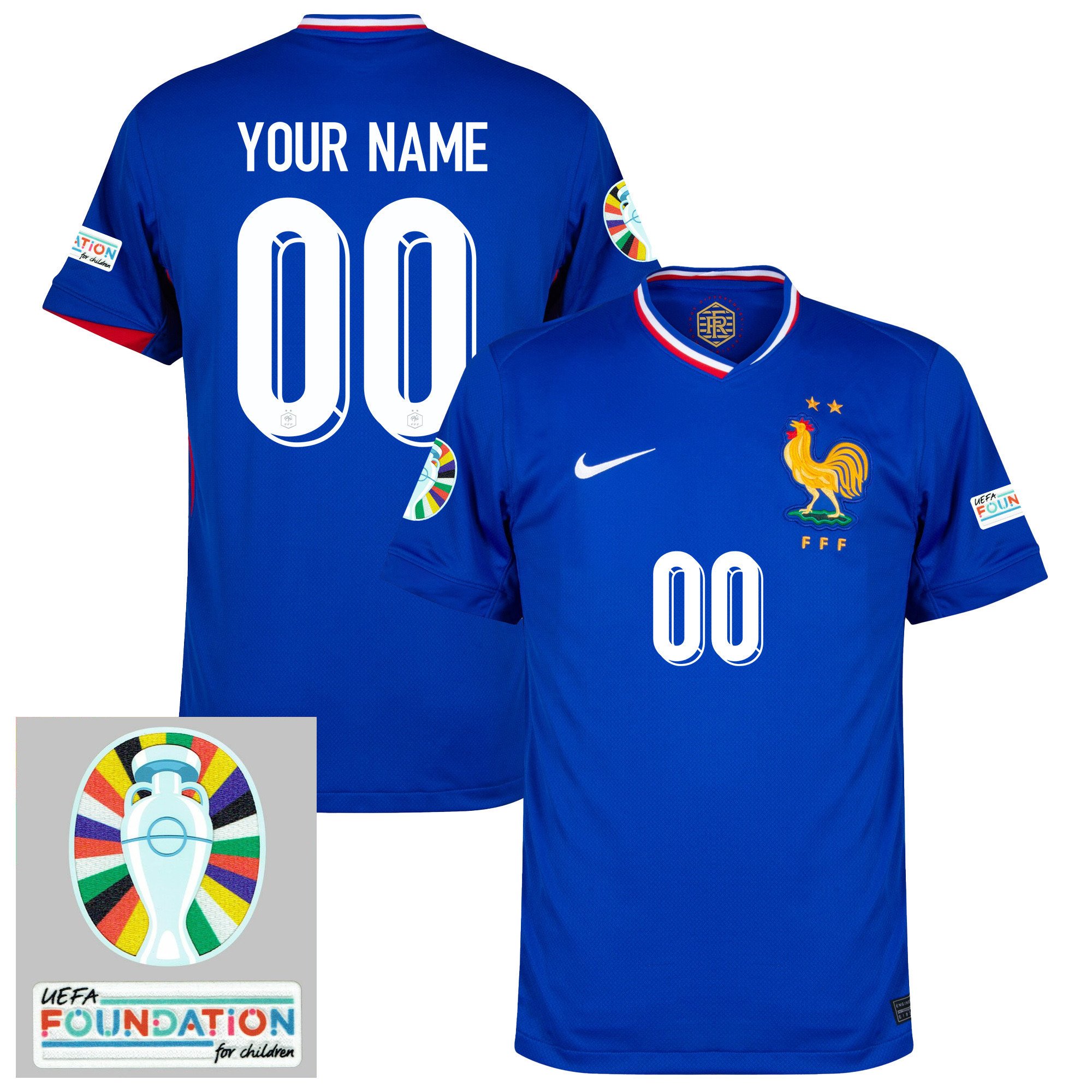 France National Team 2024/25 Home Jersey Customized - Euro UEFA Patch - Men, Blue