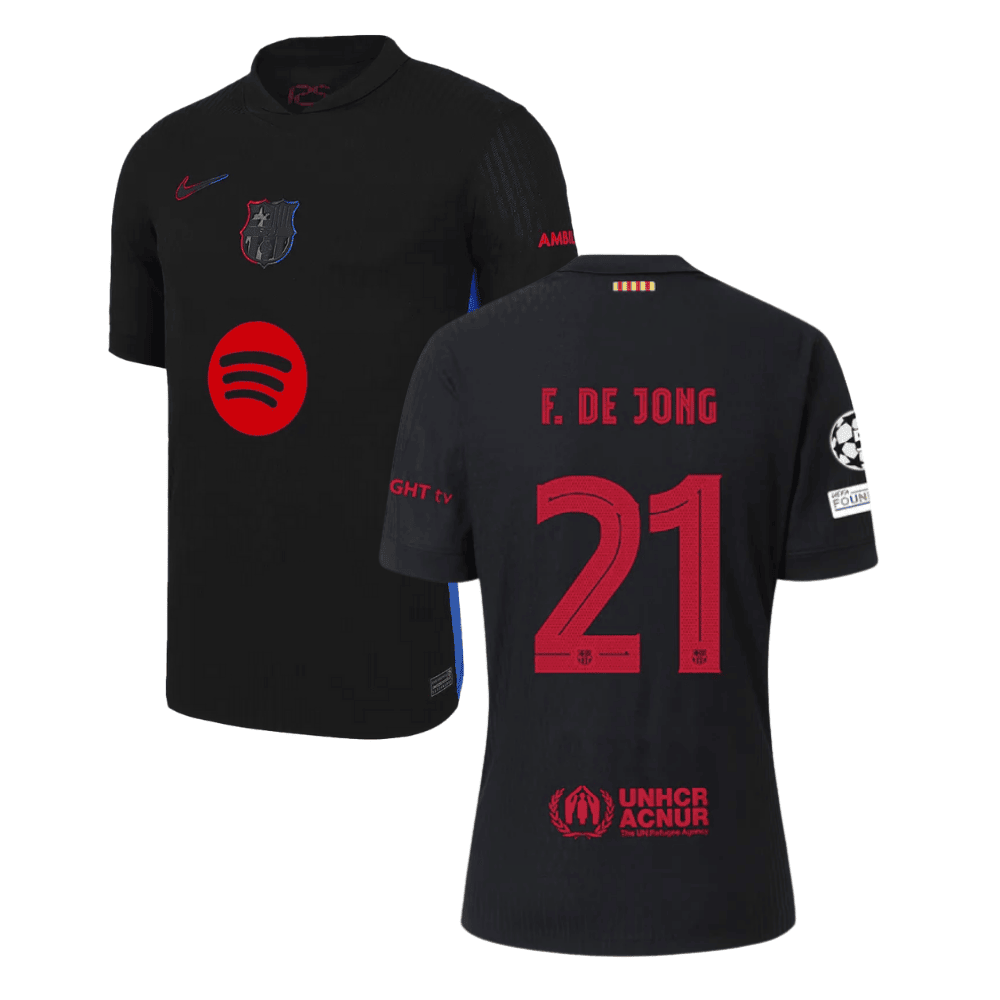 Frenkie de Jong 21 Barcelona UCL Patch 2024/25 Away Men Jersey - Black