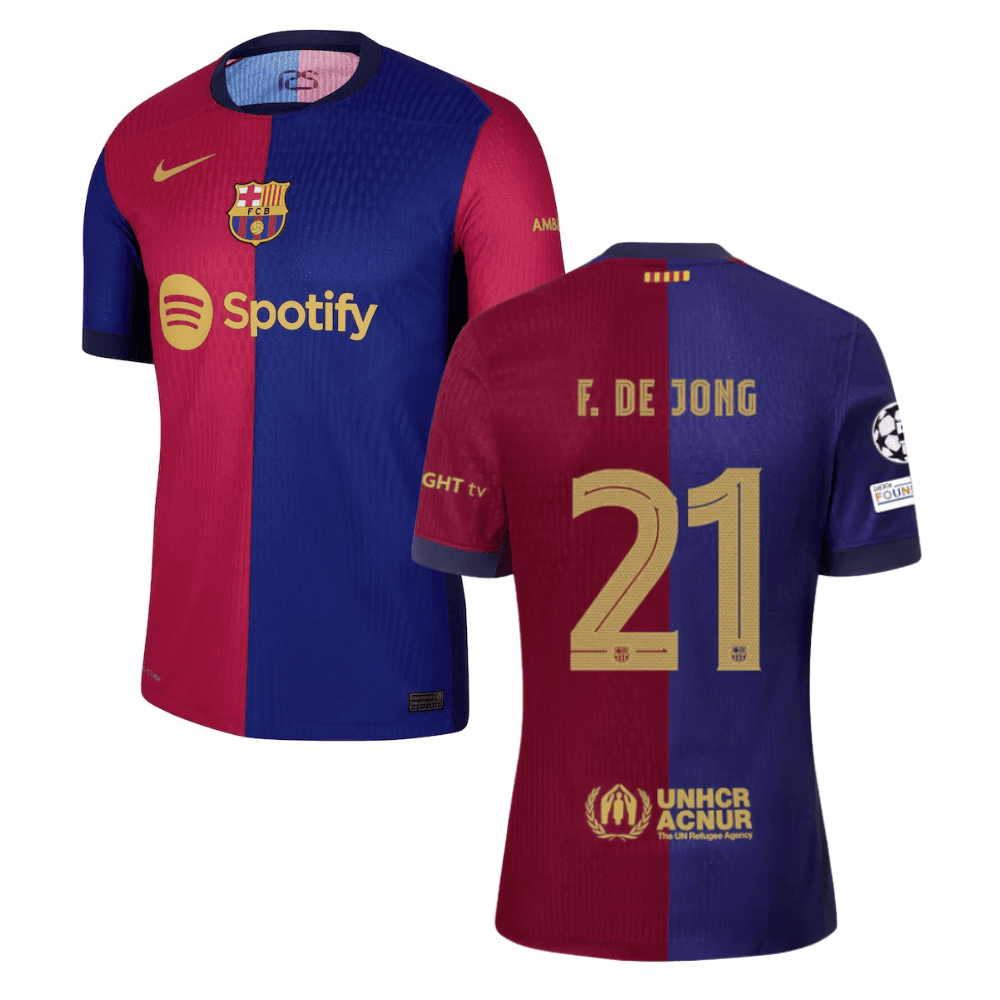 Frenkie de Jong 21 Barcelona UCL Patch 2024/25 Home Men Jersey - Navy