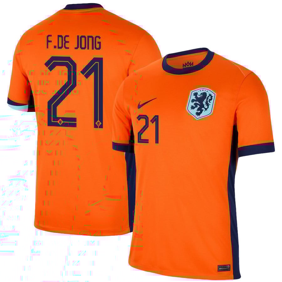 Frenkie de Jong 21 Netherlands National Team 2024/25 Home Men Jersey - Orange