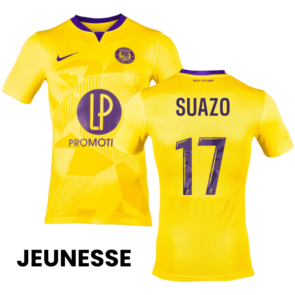 Gabriel Suazo 17 Toulouse FC 2024/25 Away YOUTH Jersey - Yellow