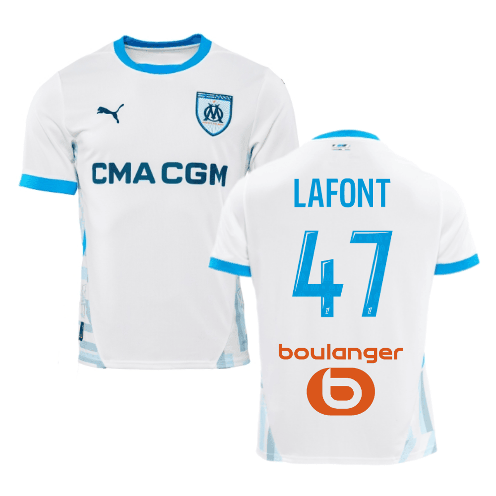 Gaël Lafont 47 Olympique de Marseille 2024/25 Home Men Jersey - White