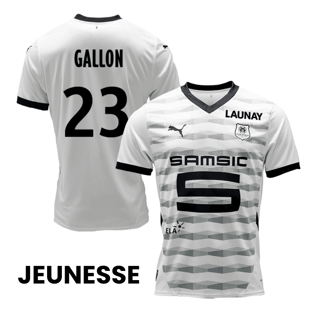 Gauthier Gallon 23 Stade Rennais F.C. 2024/25 Away YOUTH Jersey - White