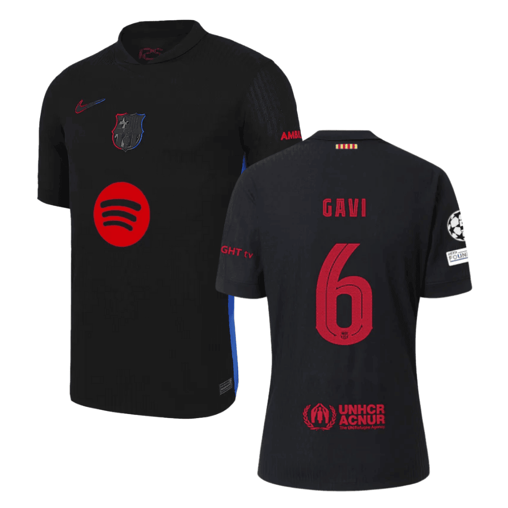 Gavi 6 Barcelona UCL Patch 2024/25 Away Men Jersey - Black