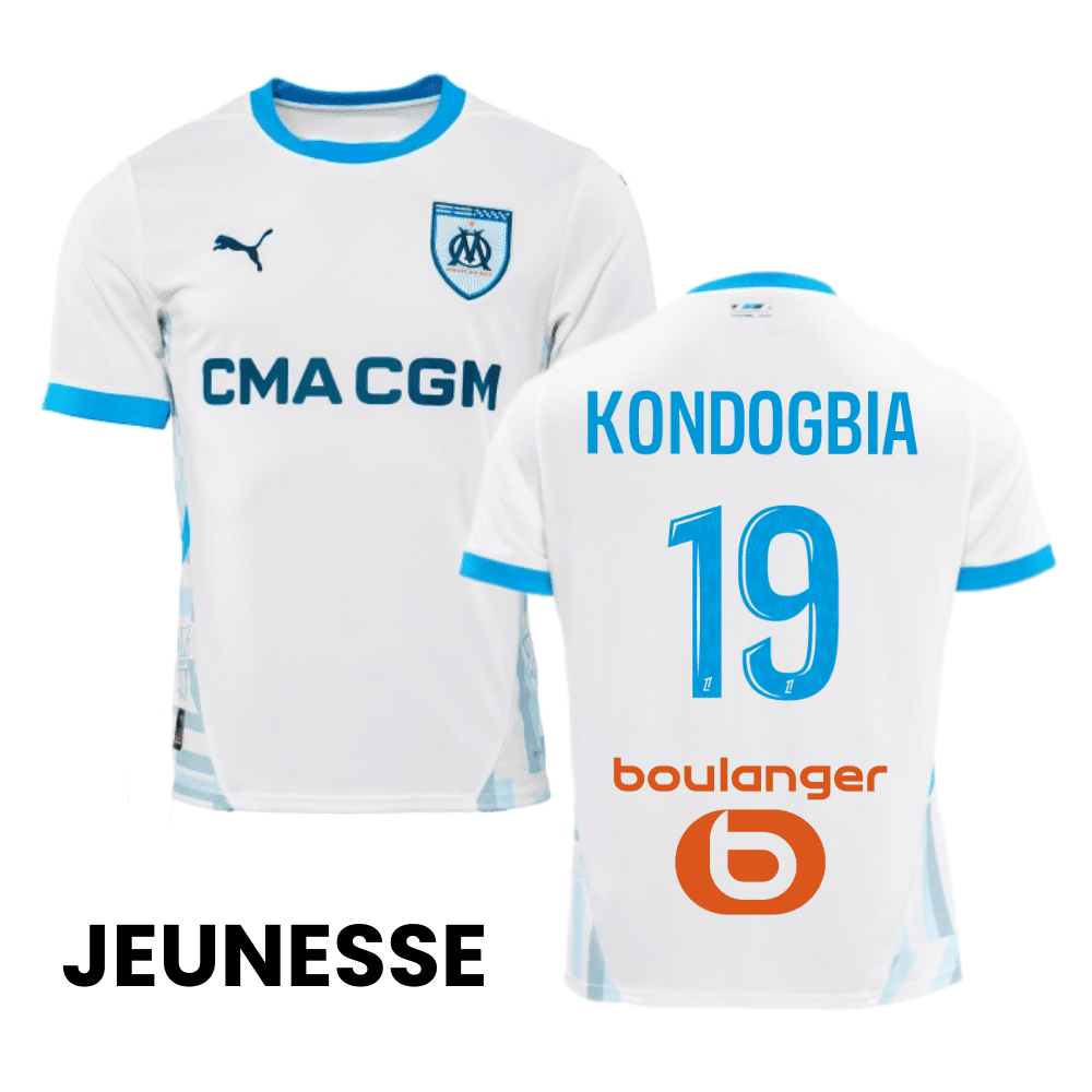 Geoffrey Kondogbia 19 Olympique de Marseille 2024/25 Home YOUTH Jersey - White