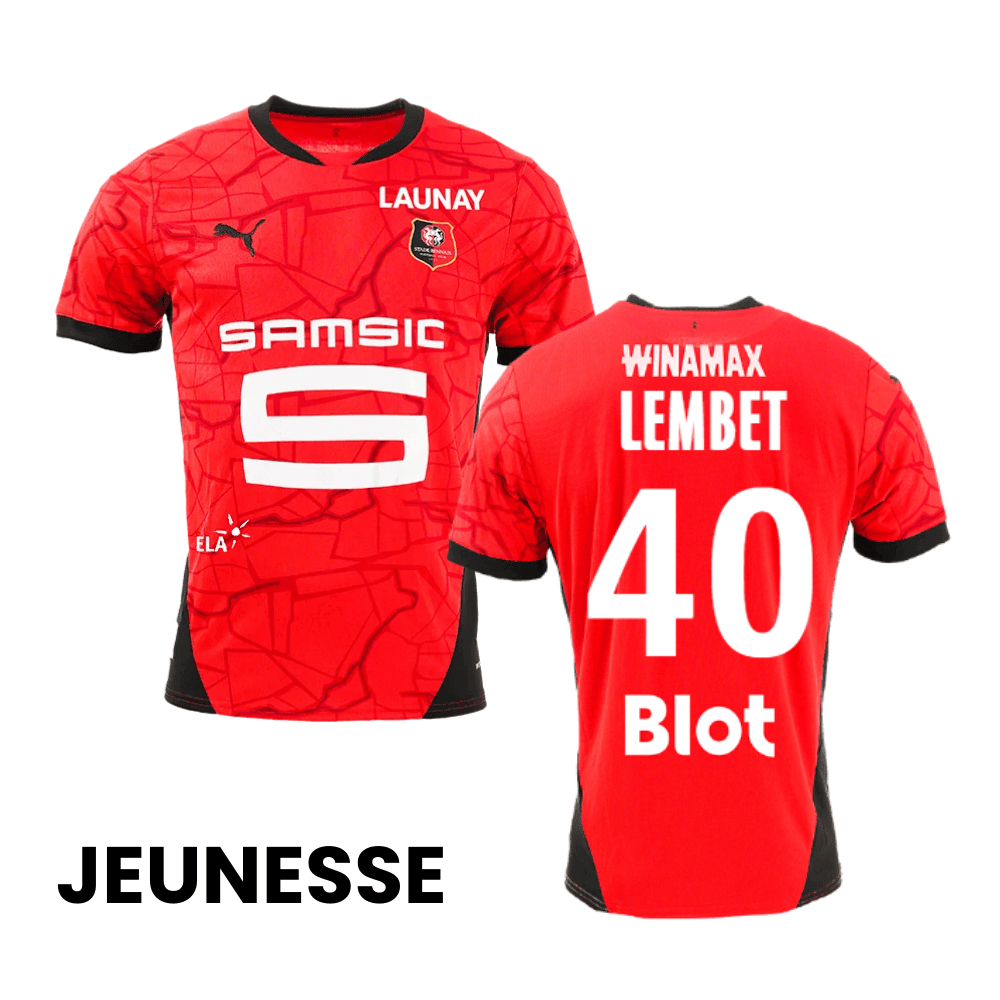 Geoffrey Lembet 40 Stade Rennais F.C. 2024/25 Home YOUTH Jersey - Red