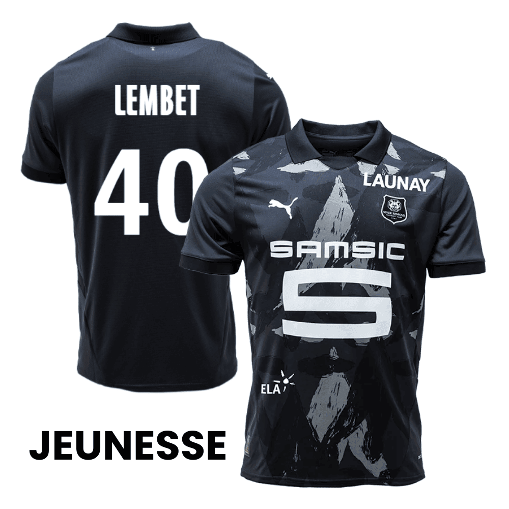 Geoffrey Lembet 40 Stade Rennais F.C. 2024/25 Third YOUTH Jersey - Black