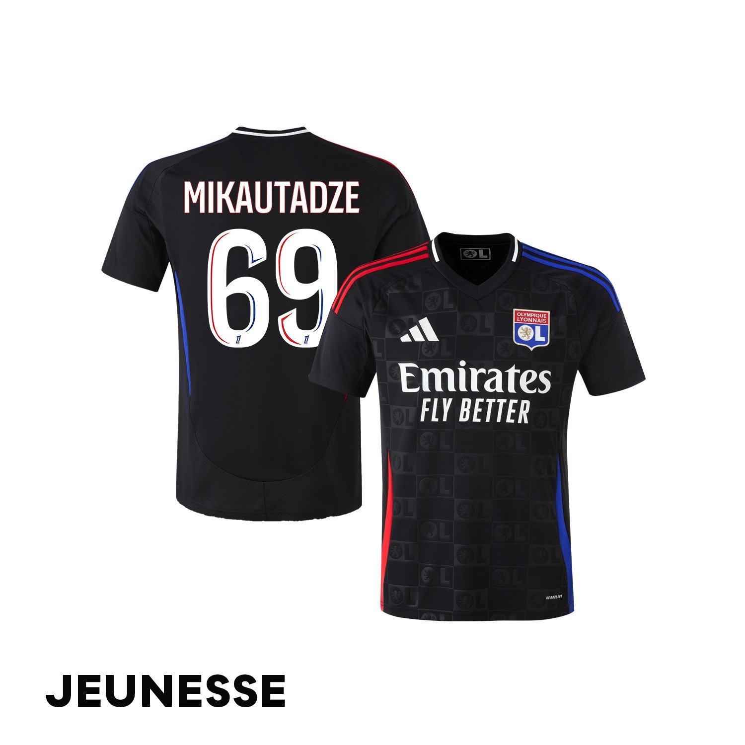 Georges Mikautadze 69 Olympique Lyonnais 2024/25 Away YOUTH Jersey - Black
