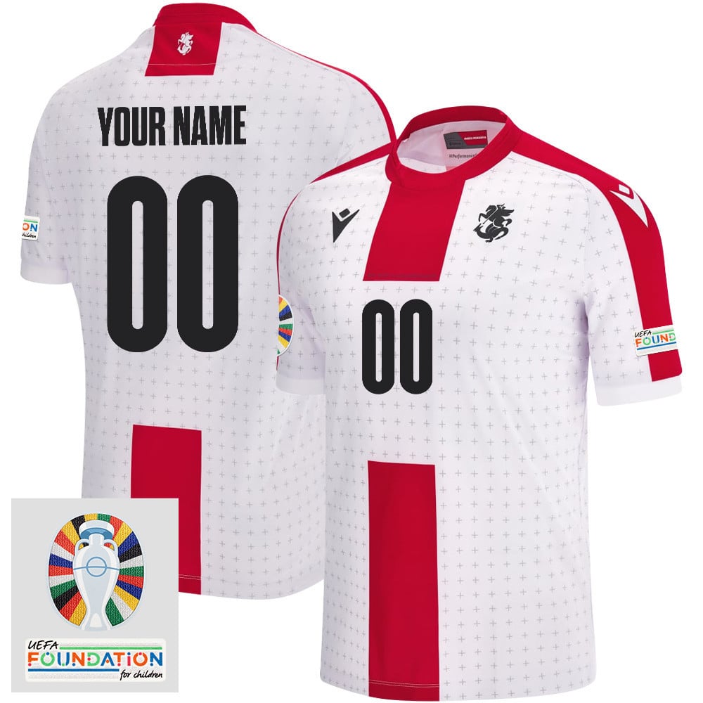Georgia National Team 2024 Euro & Foundation Patch Home Men Custom Jersey - White