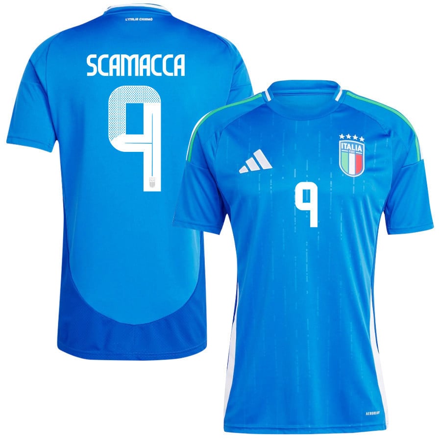 Gianluca Scamacca 9 Italy National Team 2024/25 Home Men Jersey - Blue