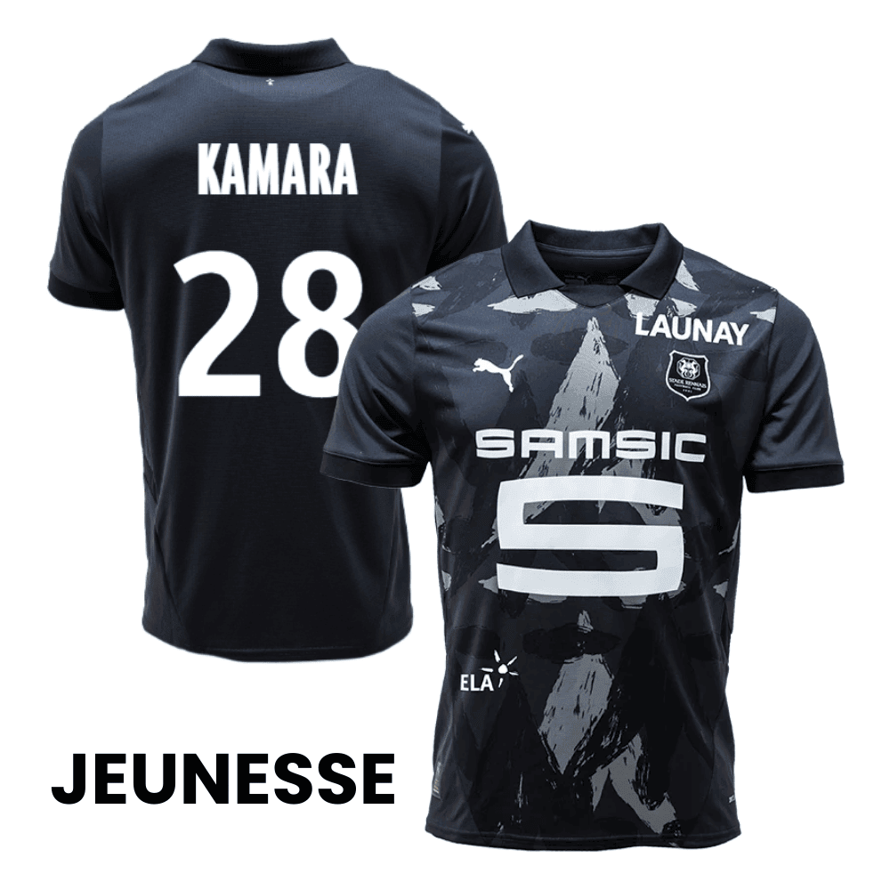 Glen Kamara 28 Stade Rennais F.C. 2024/25 Third YOUTH Jersey - Black
