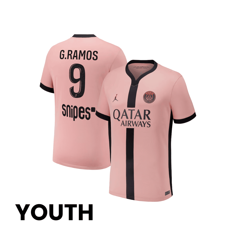 Gonçalo Ramos 9 Paris Saint-Germain 2024/25 Third YOUTH Jersey - Pink