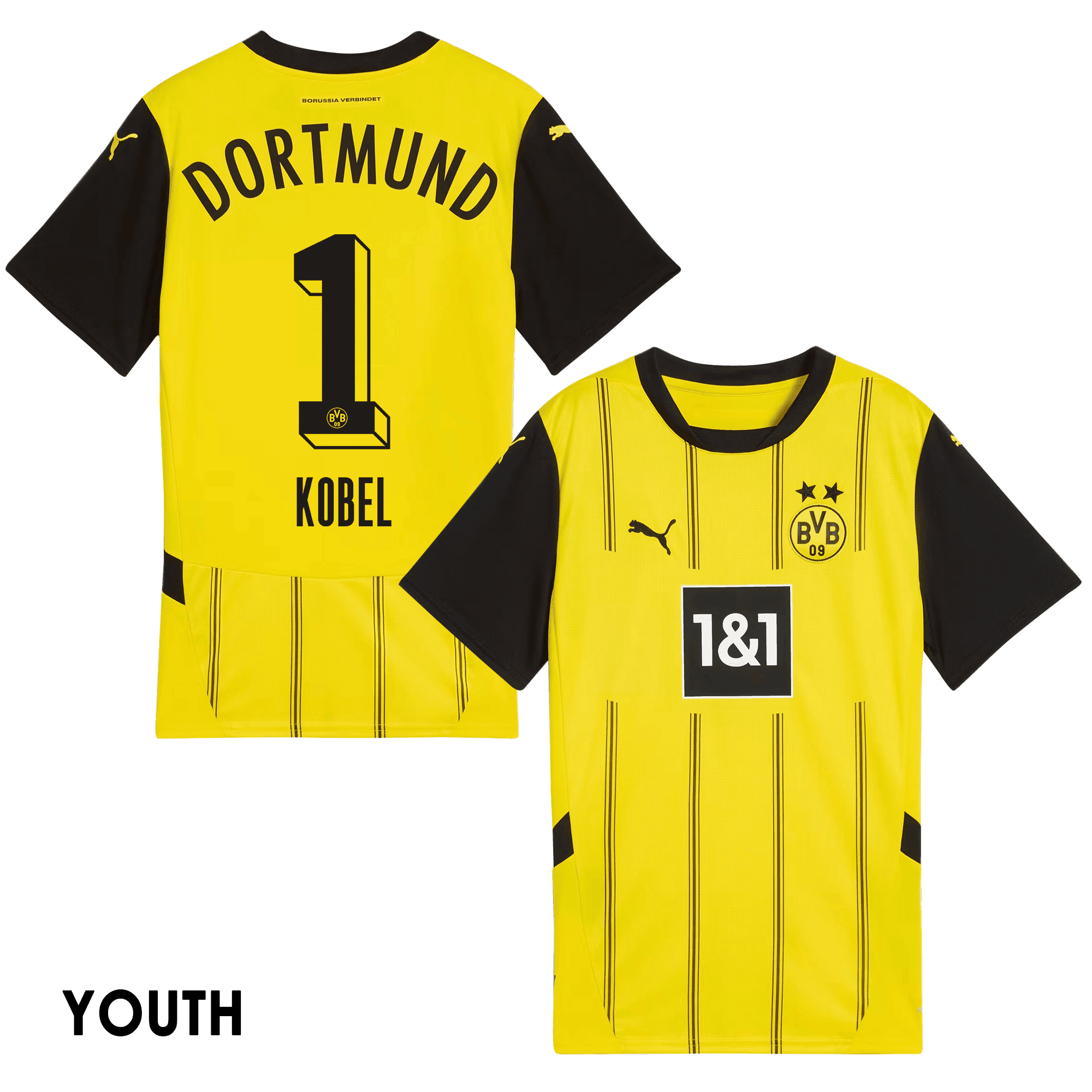 Gregor Kobel 1 Borussia Dortmund 2024/25 YOUTH Home Jersey - Yellow