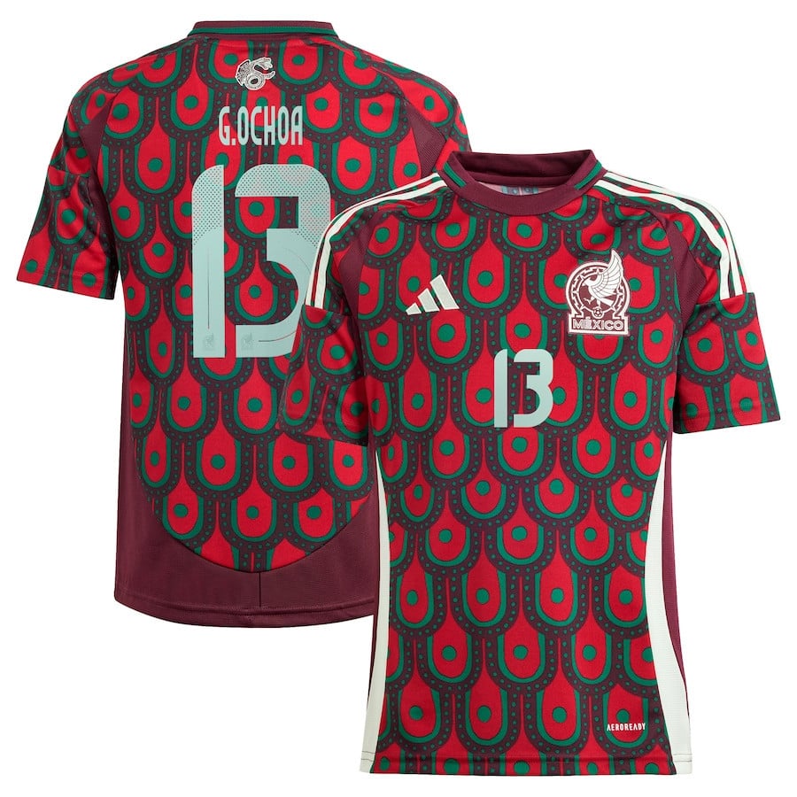 Guillermo Ochoa 13 Mexico National Team 2024 Home YOUTH Jersey - Burgundy