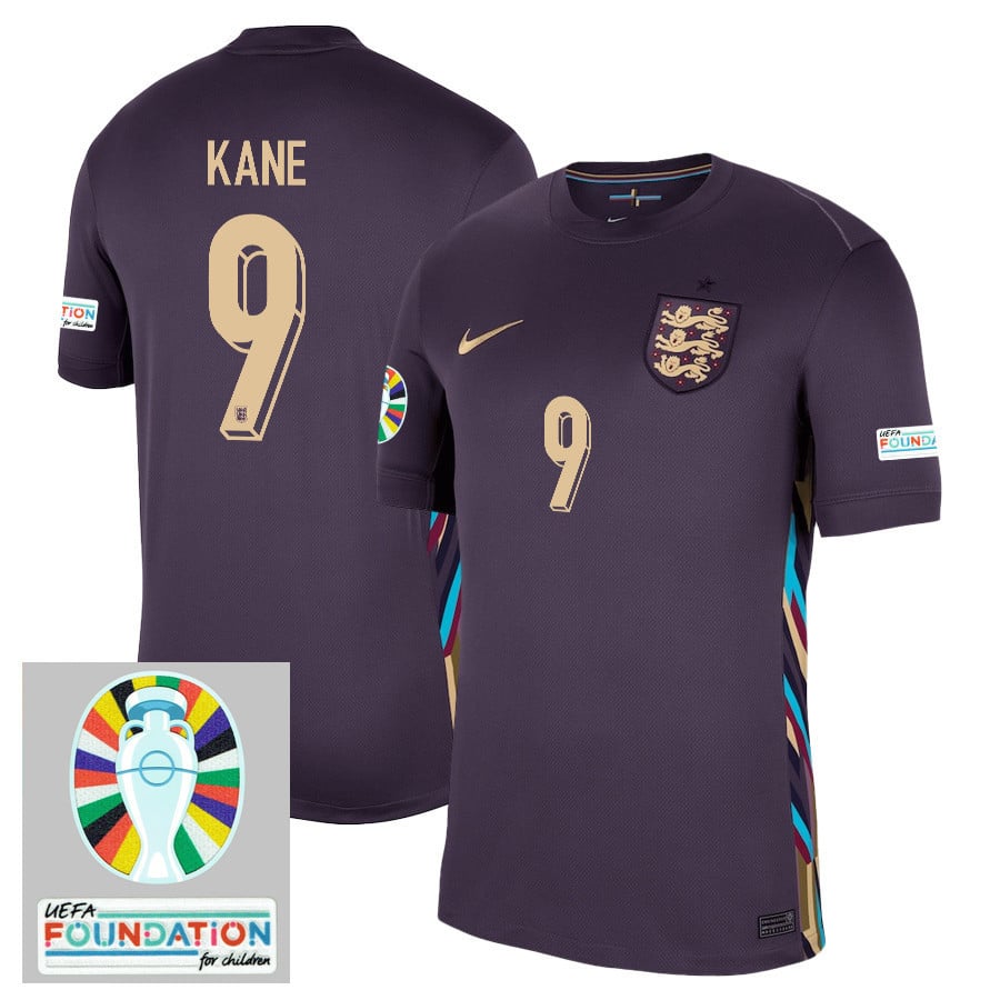 Harry Kane 9 England National Team 2024/25 Away Stadium Jersey - Euro UEFA Patch - Men