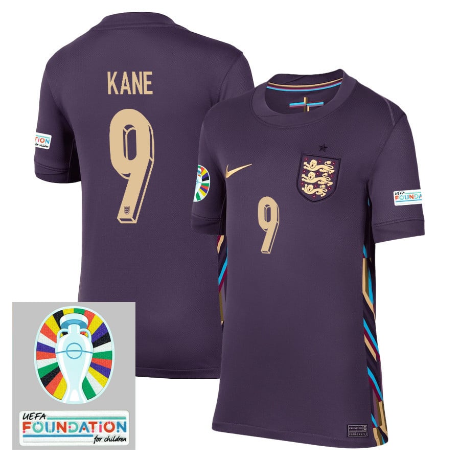 Harry Kane 9 England National Team 2024/25 YOUTH Away Stadium Jersey - Euro UEFA Patch